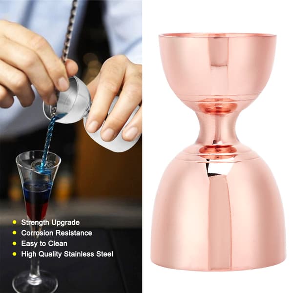 Rustfrit dobbeltkop rustfrit stål cocktail jigger mixer bartender værktøj til hjemmebar fest tilbehør Rose Gold