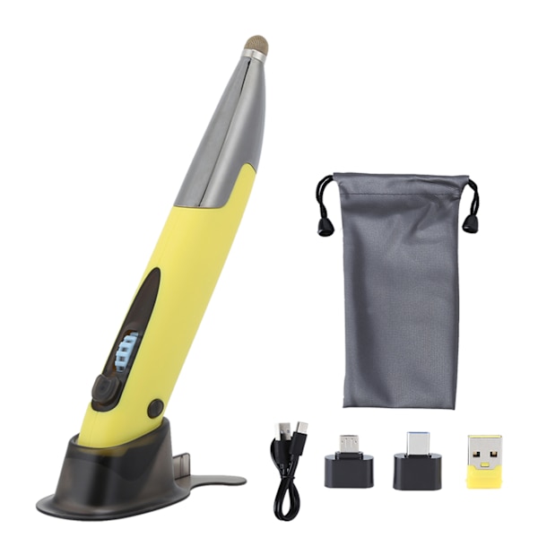 Mus Pen 2.4G Trådløs ABS Kapacitiv Skærm Håndskrift med Adaptere til Win xp/7/8/10Gul