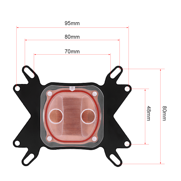Computer CPU Vandkøler Køleblok 50MM Rød Kobber Base POM Dæksel med Indre Vandvej