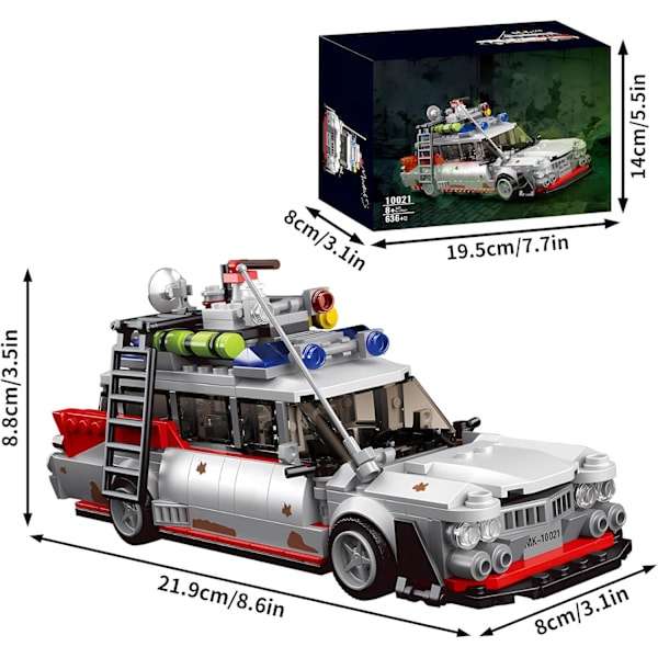 ecto 1 spökbilsbyggblockset för vuxna 636 delar, leksaksset för barn pojkar jul halloween tacksägelse