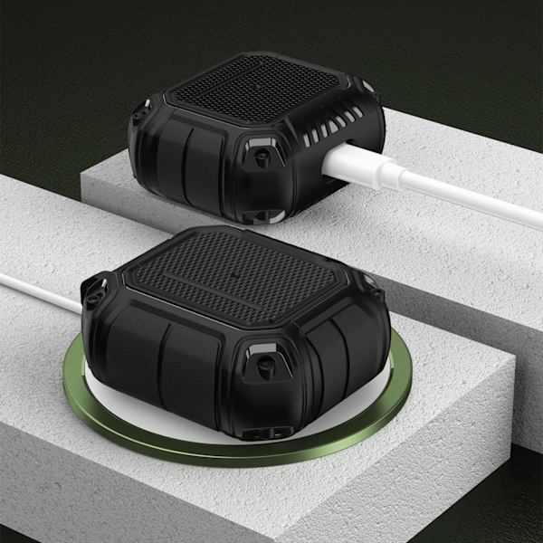 Hovedtelefonbeskyttende TPU-etui Anti-tabt med karabinhage til IOS Earbuds 3 Sort Sort