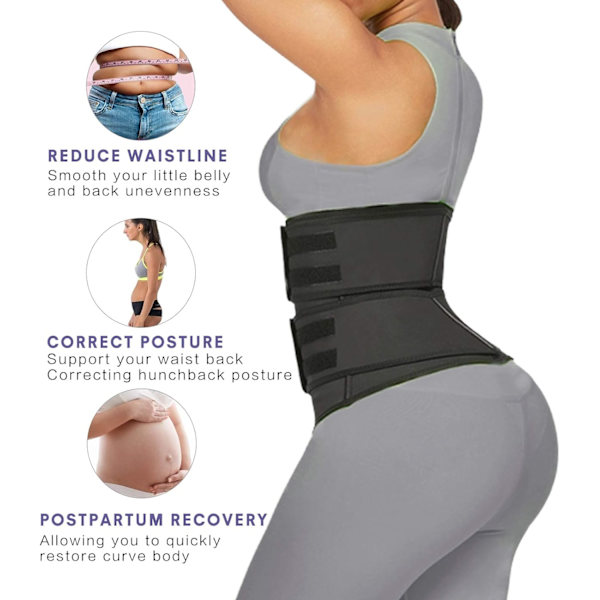Taljetræner til kvinder Latex Underbust JSculpt Dobbelt træningsbælte Workout Sport Girdle C-black (Double Straps) M