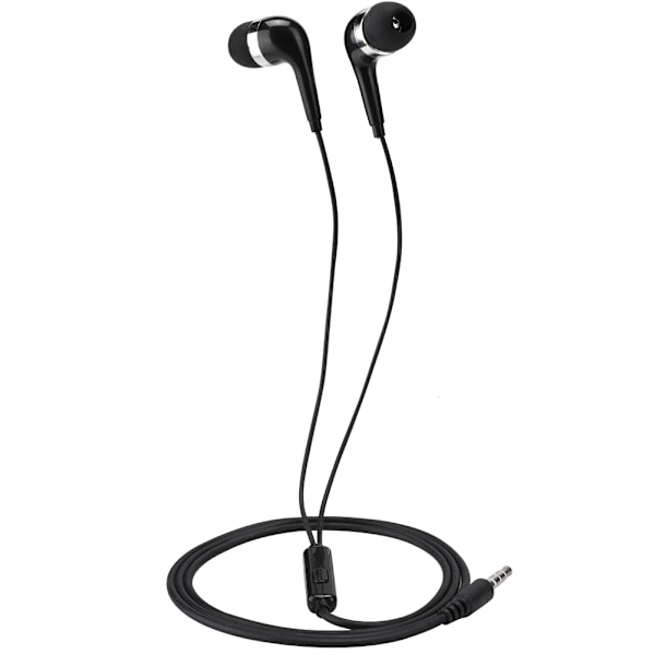 3,5 mm port in-ear headset kablet øretelefon til smartphone HD stereo baslydkvalitet (sort)