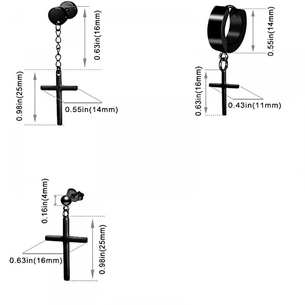 15-delt svart punk-øredobb-kolleksjon - skille deg ut fra mengden!