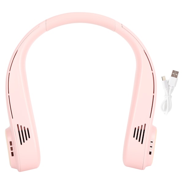 Hanging Neck Fan Silent USB Button Bladeless Mini Electric Cooling Tool for Outdoor 5W L18Pink