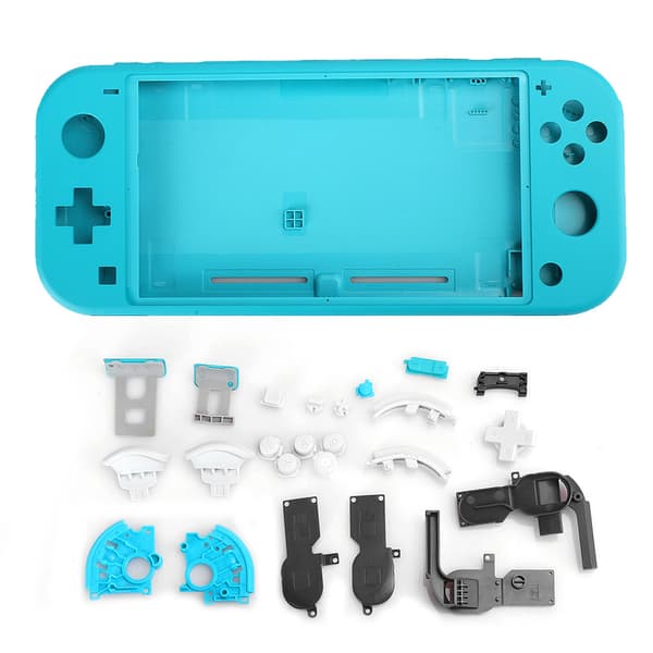 ABS-erstatningsskal til Switch Lite-konsol, hårdt hus, skal, knapper, kit, blå