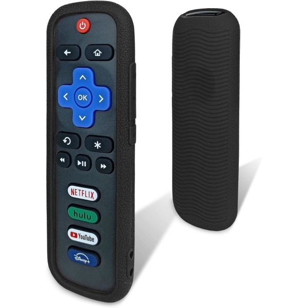 Beskyttende deksel for Roku-fjernkontroll - Miljøvennlig silikonmateriale, fallsikkert, støvtett, vaskbart, kompatibelt med de fleste Roku-modeller Black