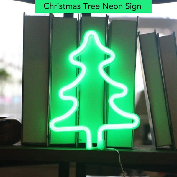 Jule Neon Skilt Juletre Form Neon Lys USB Dekorativt Nattlys for Skrivebord Vegg Display
