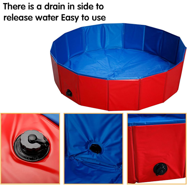 Hopfällbar husdjurspool Röd Bärbar husdjurspool Hopfällbar hundpool Hopfällbar pool för hundar