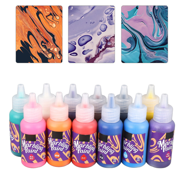 12 färger vattenmarmoreringsfärg kit för flickor pojkar marmoreringsfärg konstkit för barn i åldrarna 4-12