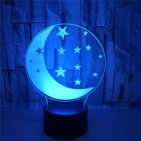 Qinwei Moon 3D nattlampa 3D Illusion Led-lampa 16 färger dimbar med fjärrkontroll  Touch --- Svart säte