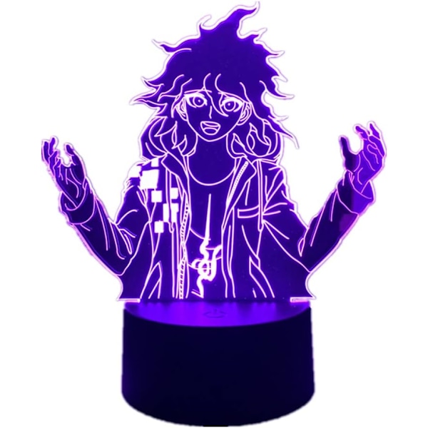 Akryl 3D Illusionslampa Anime Nagito Komaeda 7/16 Färgväxlande Fjärrkontroll LED Nattlampa för Sovrumsdekoration Barnfödelsedagspresent
