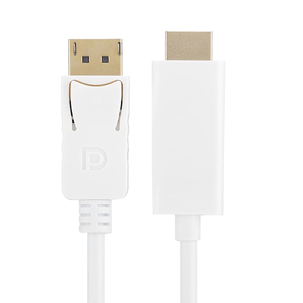 1,8 m DP til HDMI-kabel Patch-kabel Audio Video-konverter Understøtter 4K Ultra HD hvid