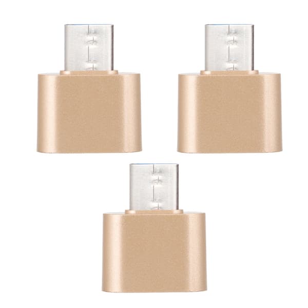 3 stk. bærbar mini metal USB3.0 til type-c OTG-stikadapter (guld)