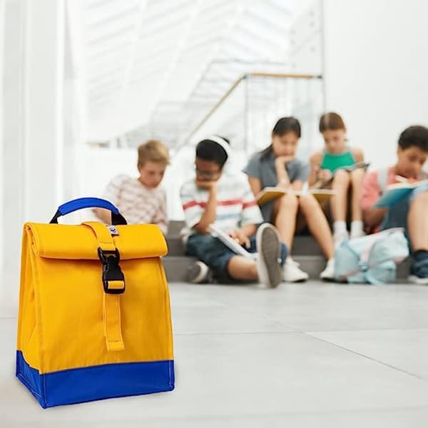 Isolert lunsjpose Rolltop lunsjboks Tote lunsjpose for kvinner, menn, gutter og jenter (gul)