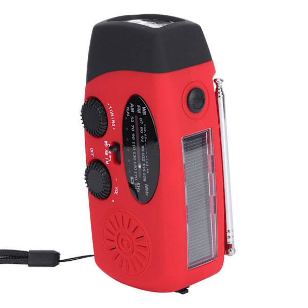 QQT088L Håndsvingradio ABS Solenergi Nød Multifunktion Lommelygte Powerbank