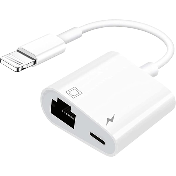 Lightning till Ethernet-adapter med laddning, [Apple MFi-certifierad] RJ45 till Lightning Ethernet LAN-nätverksadapter, stöder 100 Mbps höghastighetsethernet