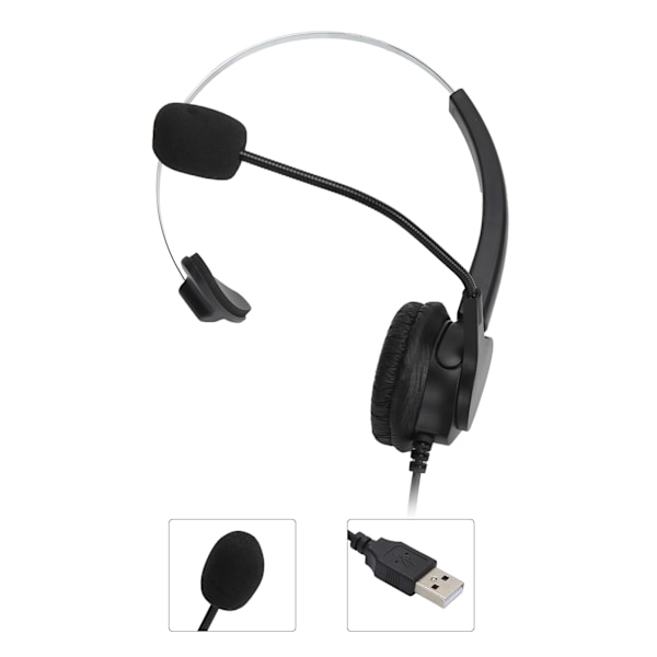 USB-headset med mikrofon, støyreduksjon, lydkontroll for forretninger, UC, Skype, Lync, Softphone, Call Center, kontor