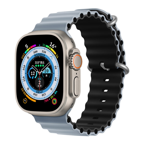 Apple Ocean Watch Band til applewatch8/7/se/ultra sports to-farvet silikone iwatch rem ( 38/40/41mm)