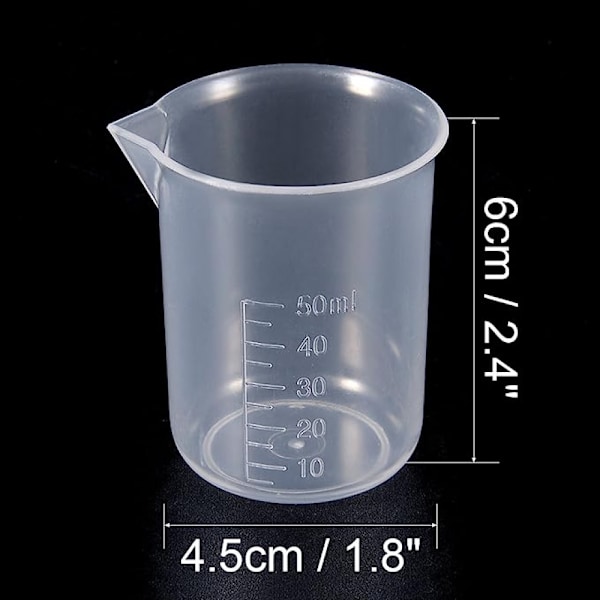 Mätkoppar 50ml Pp Plast Graduerad Bägare Transparent För Labbköksvätskor 6st