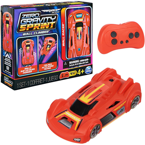 Air Hogs, Zero Gravity Sprint RC Bil Väggklättrare, Röd USB Micro B Uppladdningsbar Inomhus Vägg Racer, Över 4-Tum, Barnleksaker för Barn i åldern 4 och uppåt