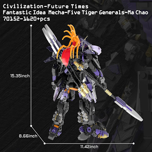 Technic Mech Byggsats 70152, Coola STEM Stridsvagn Mecha Modellset för Vuxna, Samlarobjekt Multi-Posture Warrior Leksaker för Pojkar, Perfekta Gåvor (1620PCS)