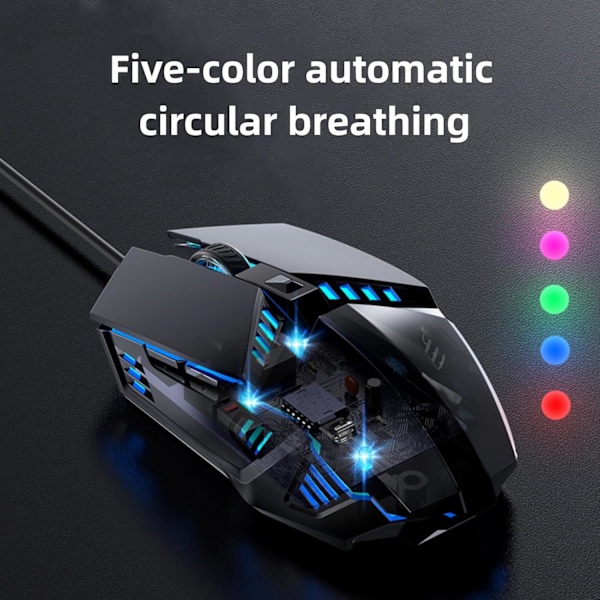 Ledningsforbundet Gaming Mus, Optisk USB Mus til Laptop/Desktop, Ergonomisk, med 6 Programmerbare Knapper, 4 Justerbare DPI op til 4000 DPI