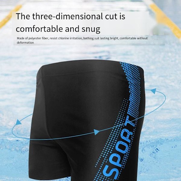 Herresvømmebukser Løse Herresvømmebukser Plus Size Konservative Sports Hurtigtørrende Svømmebukser Udenrigshandel Pool Blue and White Meteor 4XL