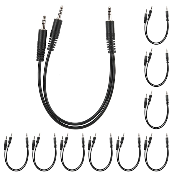 10PCS 2 In 1 Double Jack 3.5mm Audio Cables Male to Dual Male 3 Way Earphone Microphone