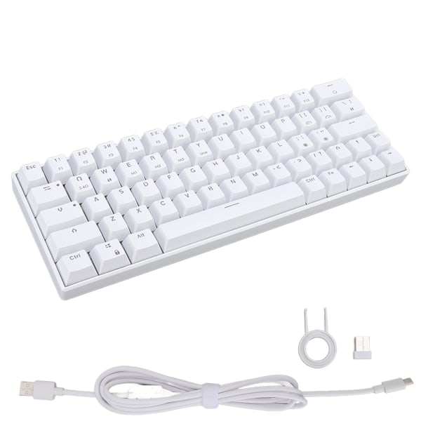 Mekanisk tastatur 64 taster Trådløst 2.4G BT3.0 5.0 Type C Kablet tilkobling Ergonomisk design Hvitt tastatur Blue Switch