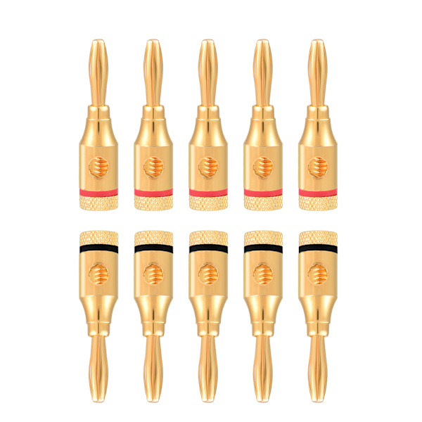 10 stk. Guldbelagte Højttaler Bananstik Wire Audio Connector Adapter