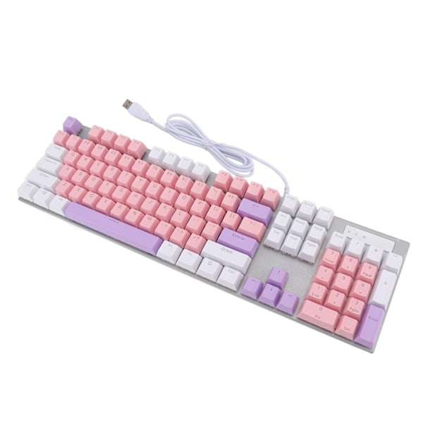 Mekanisk tangentbord 104 tangenter Trådbunden ergonomisk RGB-bakgrundsbelysning Hot Swap Mekanisk spel tangentbord för Windows för OS för PC Rosa Lila Röd Switch