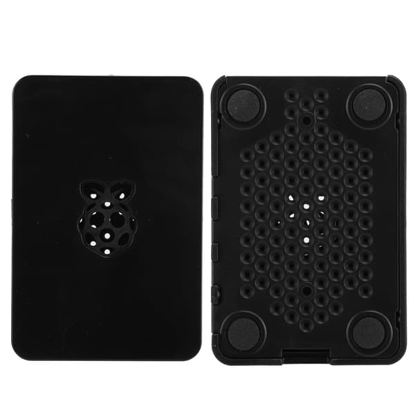 ABS-hölje V4 Box Strömadapter 3 st kylflänsset för Raspberry Pi 4 (svart)