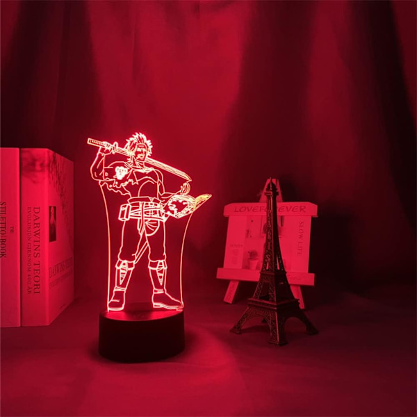 Anime 3D-lampa Black Clover Manga Yami Sukehiro Lampa Cool 3D Illusion Nattlampa Hemrumsdekoration Akryl LED-lampa (16 färger med fjärrkontroll)