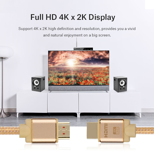 Höghastighets HD 4K X 2K HDMI 2.0 A-A videokabel flätad sladd för PS3/TV/DVD/PC 1M