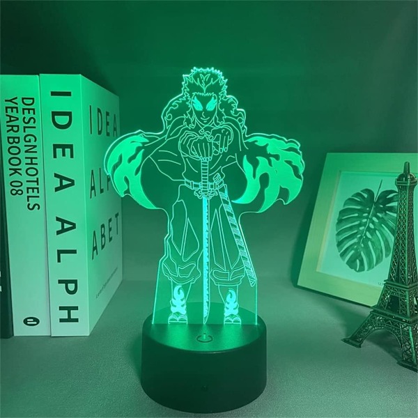 Anime-valo Rengoku Kyoujurou -hahmo 3D LED-illuusio yövalo kosketus/kaukosäädin värimuutos huoneen sisustukseen Manga sängynpääty USB-pöytälamppu