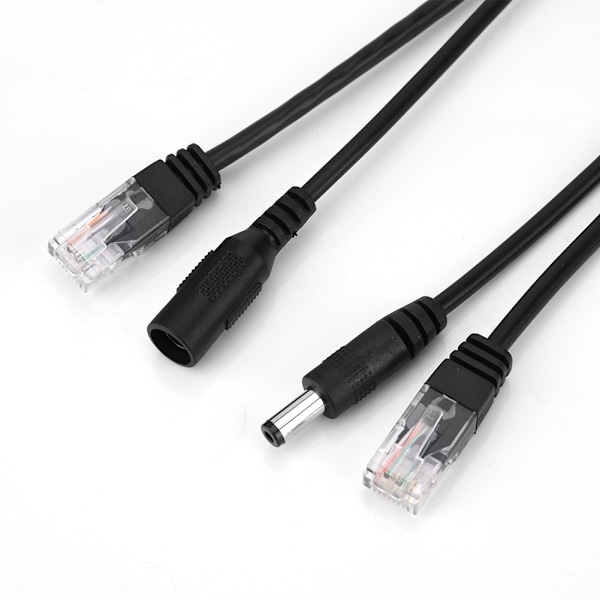 Power Over Ethernet Vandtæt 12V Gennemgående POE Injektor Splitter Adapter Kabel (Sort)