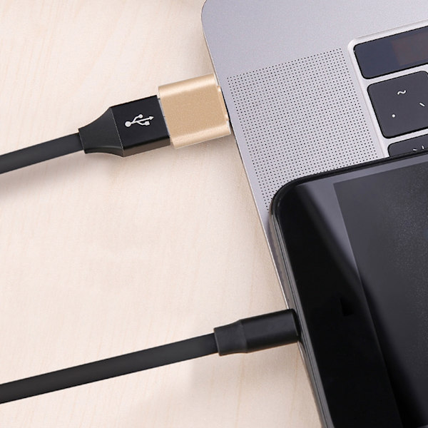 3PCS Bärbar Mini Metall USB3.0 till Typ-C OTG-Anslutningsadapter (Guld)