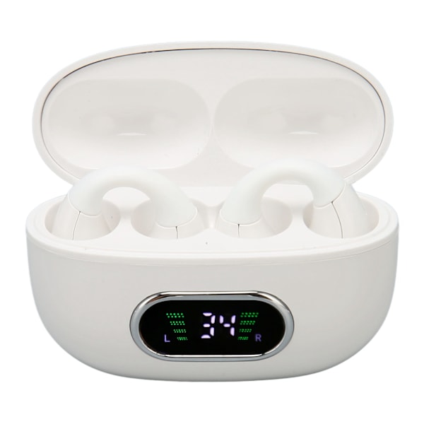 Bluetooth-oversettelsesøretelefon 144 språk Stereo Clip On oversettelsesørepropper med ladeetui for Android for IOS Hvit