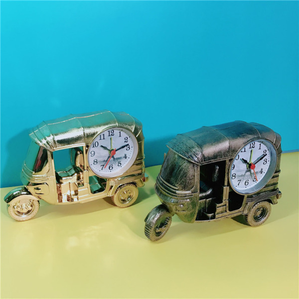 Primary school retro tricycle-shaped alarm clock with personalized timing reminder, Black, 7 inches × 4.72 inches