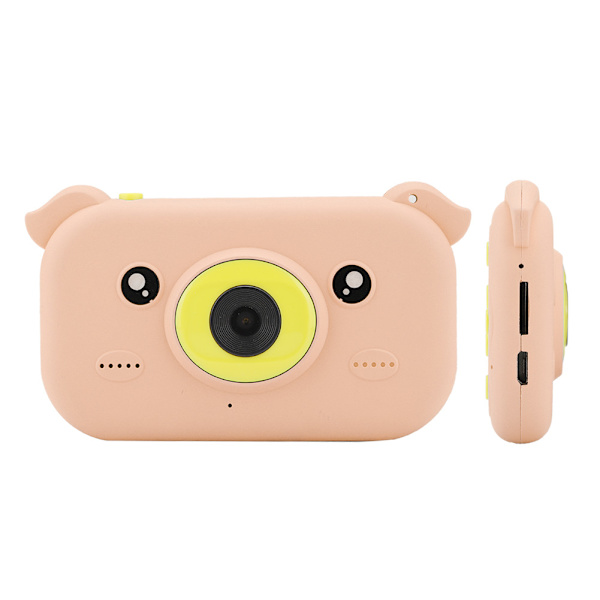 Barnas bærbare mini digitalkamera 680mAh Støtte TF-kort opptil 128G Piggy Pattern Rosa
