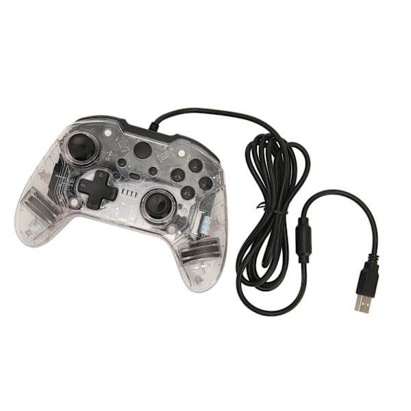 Kablet Game Controller Dual Vibration RGB Transparent Shell Gamepad Joystick til Xbox PC Hvid
