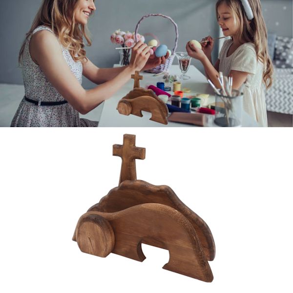 Påskbricka Bundle Kit Festlig Atmosfär Trä Påskdekoration för Hem Kyrka Kontor Bord Typ A