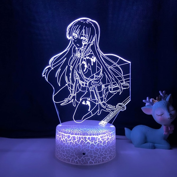 LED-lys Anime Akame Ga Kill for Kids Soverom Dekor Nattelys Bursdagsgave Manga Rom Desk 3D Lampe Akame Ga Kill