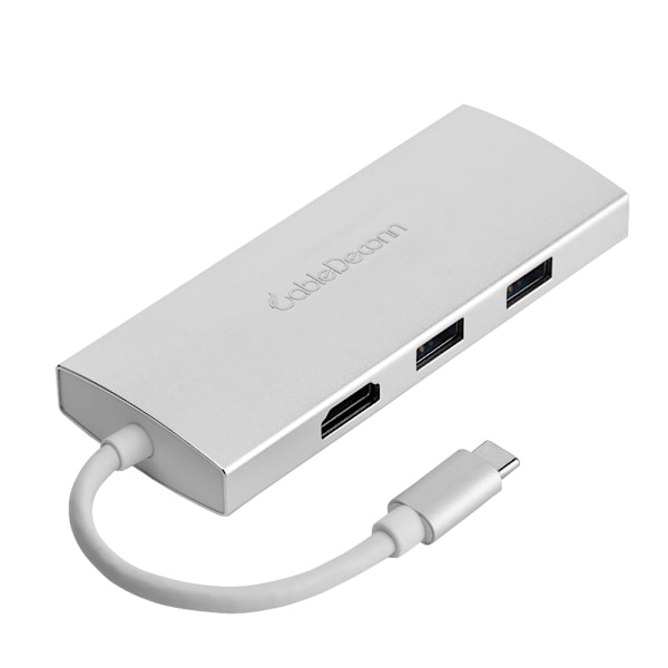 Cabledeconn 7-in-1 Type-C-keskitinsovitin HDMI / USB 3.0 / RJ45 / SD / TF / PD -hopea
