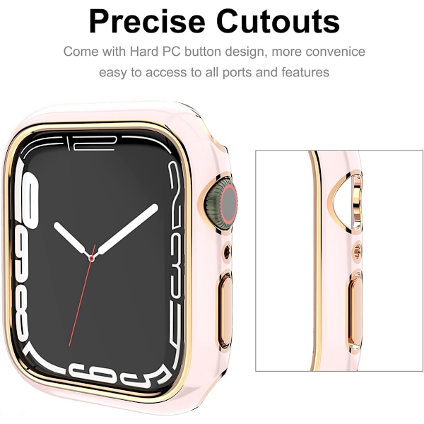 För Apple Watch Series 7 41mm, Pläterad Rigid PC Ram Case Slim All-Around Bumper Case för Apple Watch Series 7 （roséguld rosa）