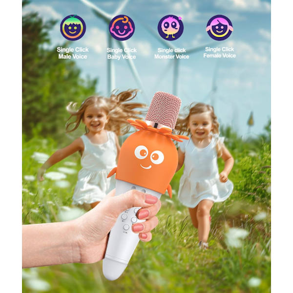 Karaoke-mikrofon til børn og voksne, Bluetooth-karaoke-mikrofon med LED-lys, understøtter TF-kort, perfekt til familiefester