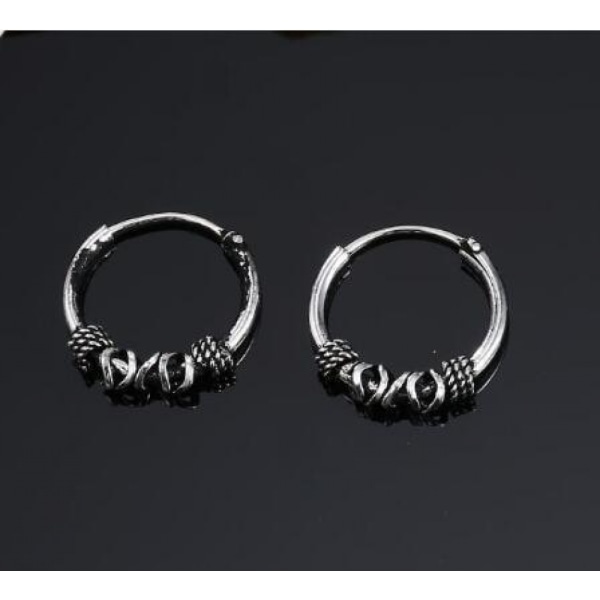 8mm Bali Style Oxidized Center Beaded Tribal Hinged Segment Nose Ring Earrings（2Pcs）