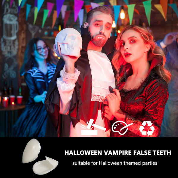 5 stycken vampyrtänder kit 4 storlekar anpassade huggtänder vampyrtänder falska proteser med 1 tub tandpellets lim för cosplay fest rekvisita halloween par