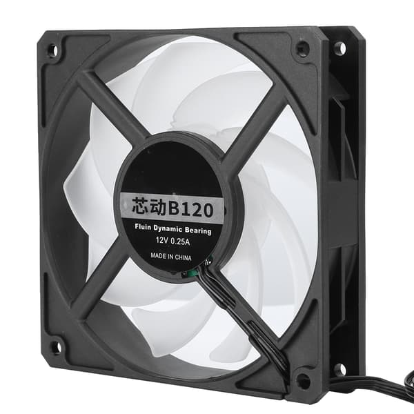 B120 12CM Køleventilator Lydløs Køler 77CFM 2400RPM CPU Radiator til stationær computer 12V Sort